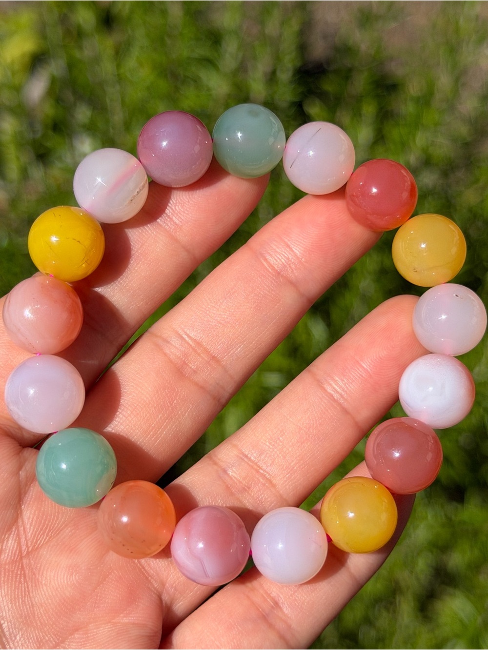 12.5mm Multi-Color Yanyuan agate Stretch Bracelet 1837